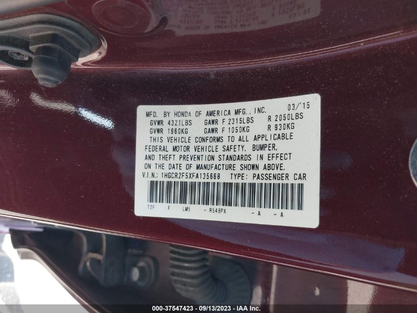 2015 HONDA ACCORD SEDAN SPORT - 1HGCR2F5XFA135668