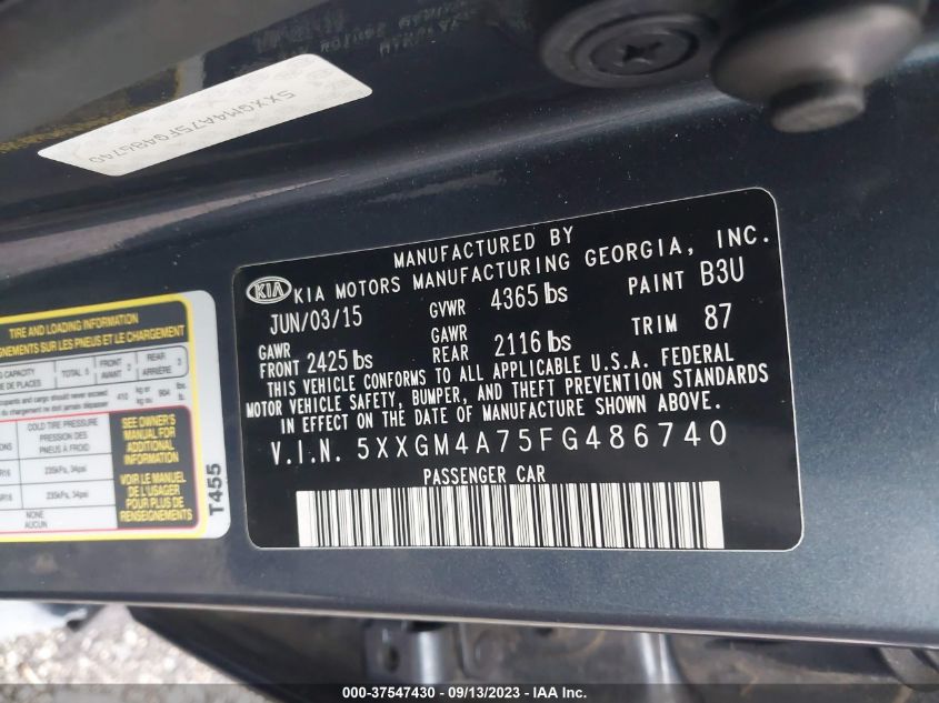 2015 KIA OPTIMA LX - 5XXGM4A75FG486740