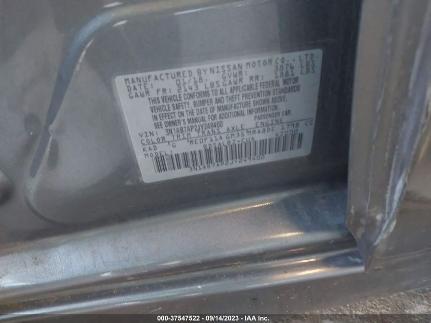 2018 NISSAN SENTRA S/SV/SR/SL - 3N1AB7AP2JY249400