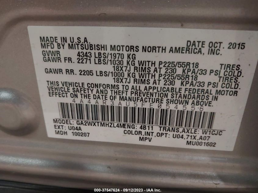 2015 MITSUBISHI OUTLANDER SPORT ES - 4A4AR3AU5FE054556