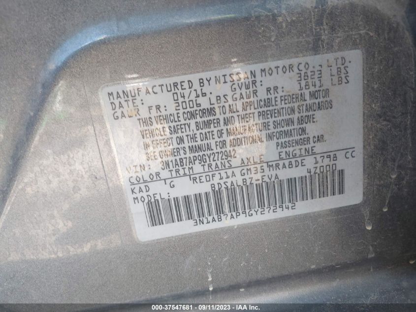 2016 NISSAN SENTRA S - 3N1AB7AP9GY272942