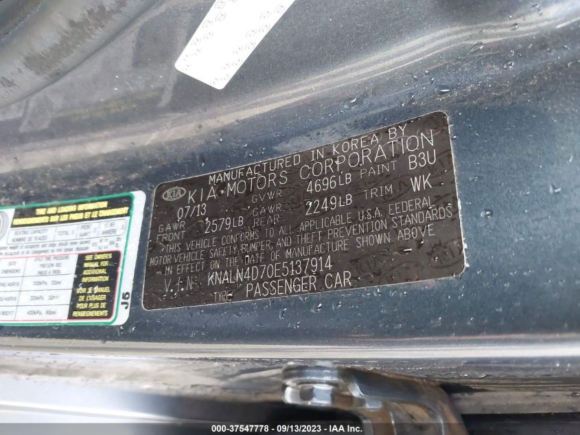 2014 KIA CADENZA PREMIUM KNALN4D70E5137914