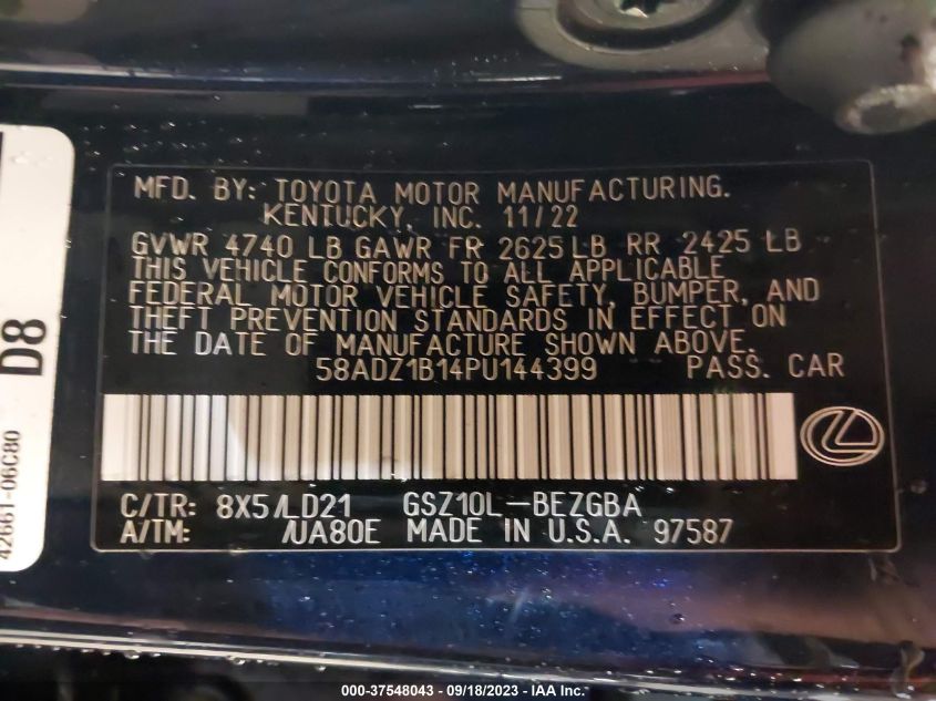 58ADZ1B14PU144399 Lexus ES ES 350 9