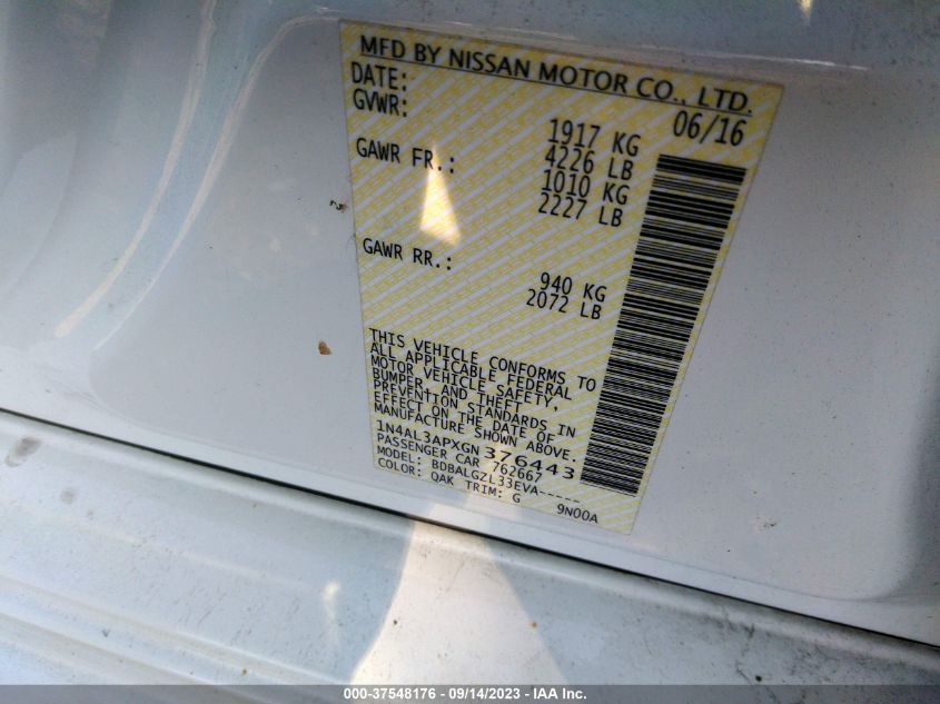 2016 NISSAN ALTIMA 2.5 - 1N4AL3APXGN376443