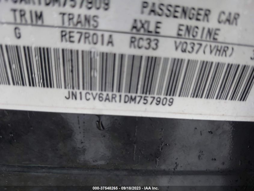2013 INFINITI G37 SEDAN X JN1CV6AR1DM757909