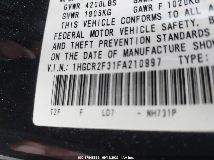 2015 HONDA ACCORD SEDAN LX - 1HGCR2F31FA210997