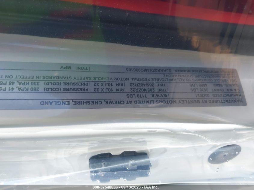 2021 BENTLEY BENTAYGA SPEED SJAAR2ZV4MC036185