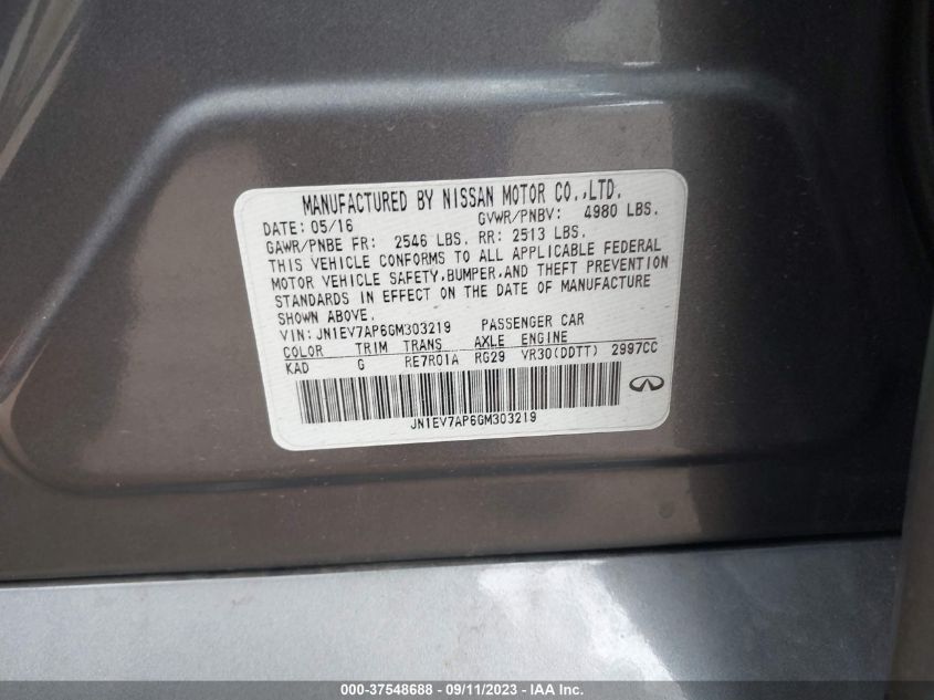 2016 INFINITI Q50 3.0T SPORT - JN1EV7AP6GM303219