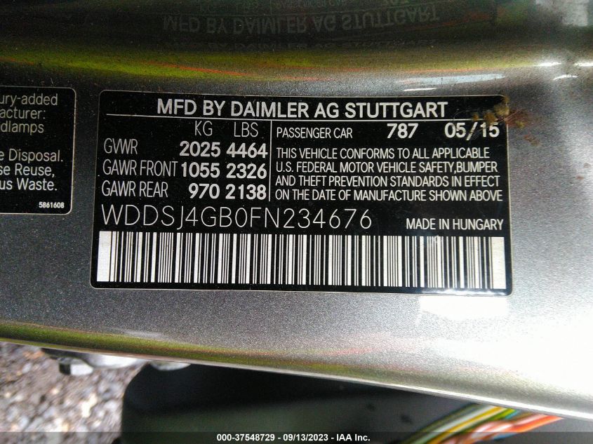 2015 MERCEDES-BENZ CLA-CLASS CLA 250 - WDDSJ4GB0FN234676