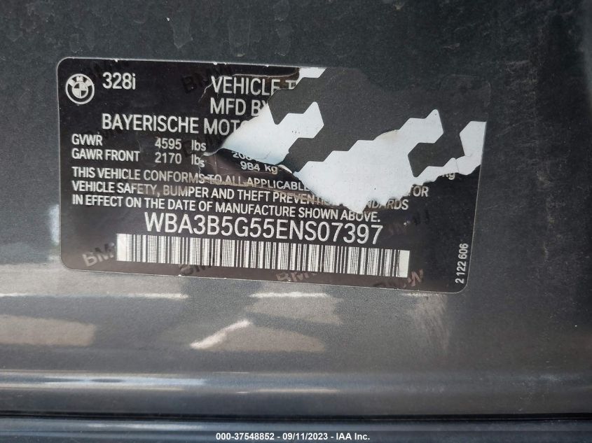 2014 BMW 3 SERIES 328I XDRIVE - WBA3B5G55ENS07397
