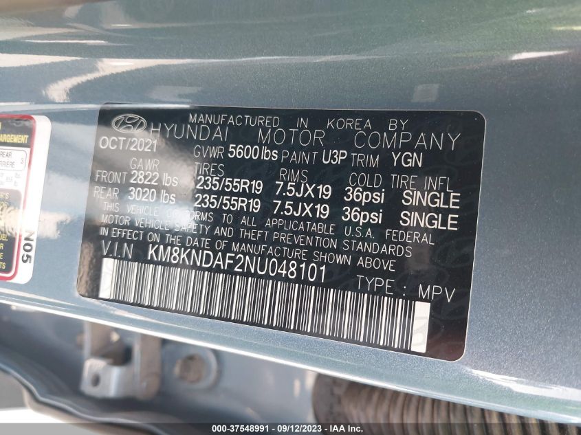 2022 HYUNDAI IONIQ 5 SEL KM8KNDAF2NU048101