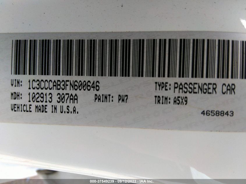 2015 CHRYSLER 200 LIMITED - 1C3CCCAB3FN600646