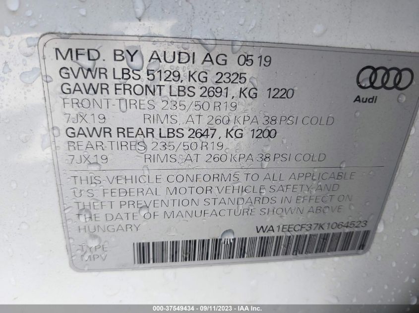 WA1EECF37K1064523 Audi Q3 S LINE PREMIUM PLUS 9