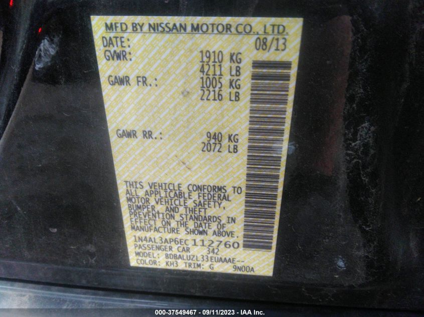 2014 NISSAN ALTIMA 2.5 SV - 1N4AL3AP6EC112760