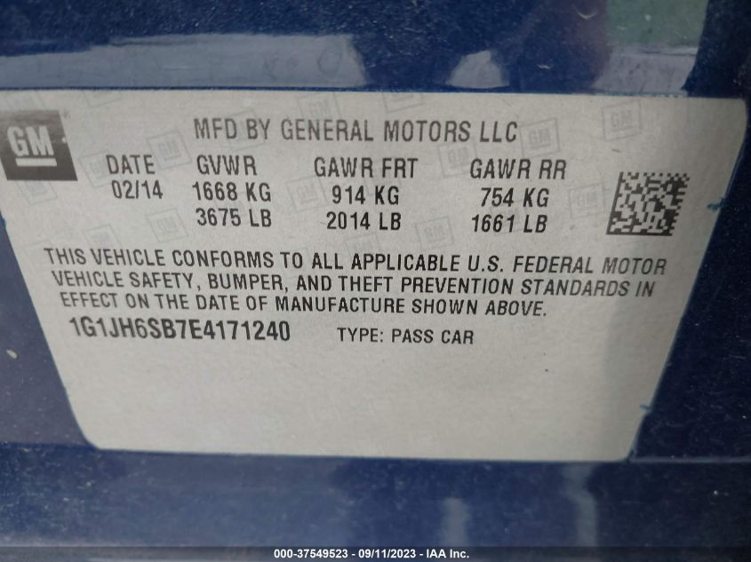 2014 CHEVROLET SONIC RS - 1G1JH6SB7E4171240