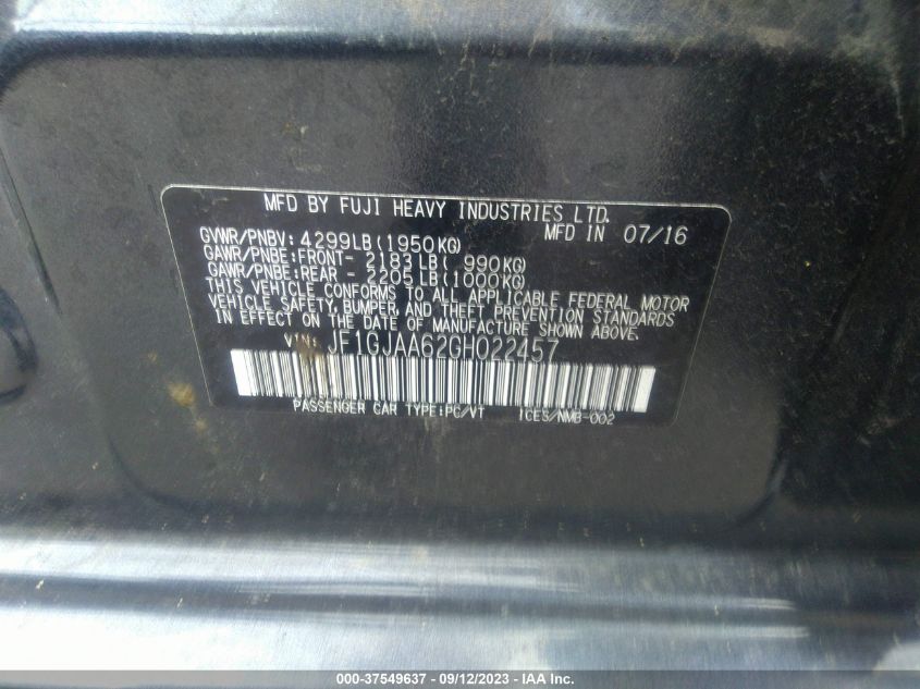 2016 SUBARU IMPREZA SEDAN - JF1GJAA62GH022457