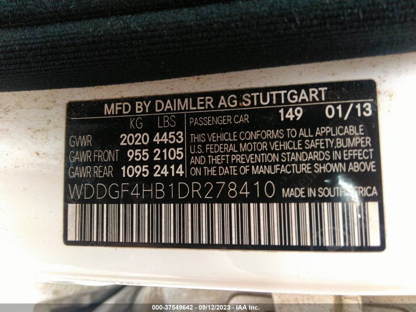 2013 MERCEDES-BENZ C-CLASS C 250 - WDDGF4HB1DR278741