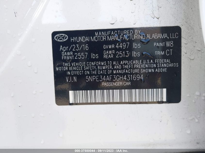 2016 HYUNDAI SONATA 2.4L SPORT - 5NPE34AF3GH431694