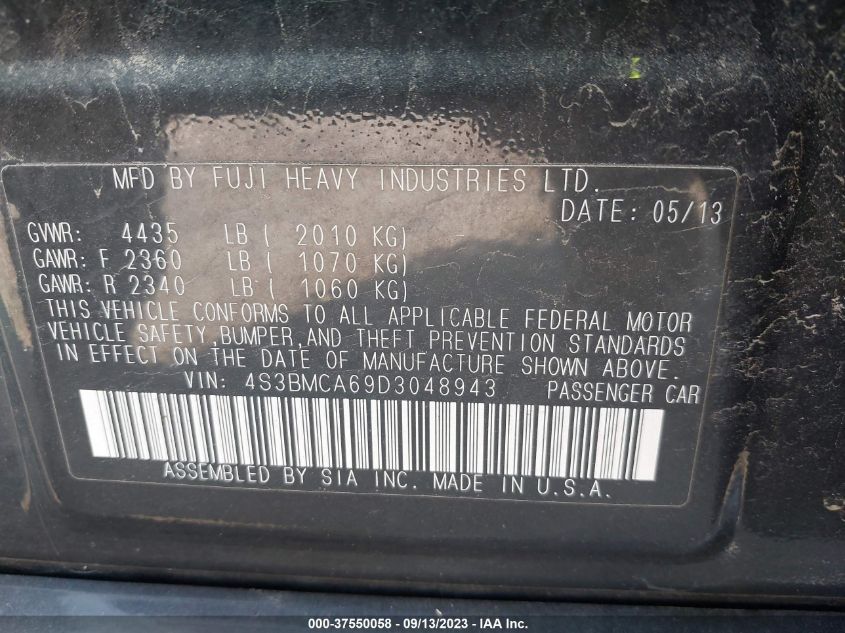 2013 SUBARU LEGACY 2.5I - 4S3BMCA69D3048943
