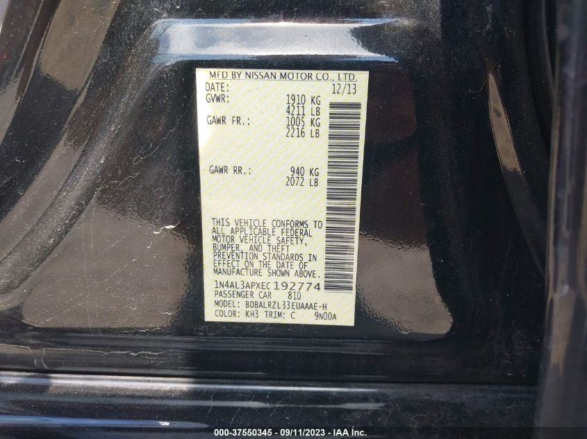 2014 NISSAN ALTIMA 2.5 S - 1N4AL3APXEC192774