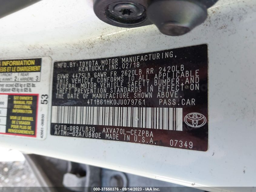 2018 TOYOTA CAMRY XSE - 4T1B61HK0JU079761
