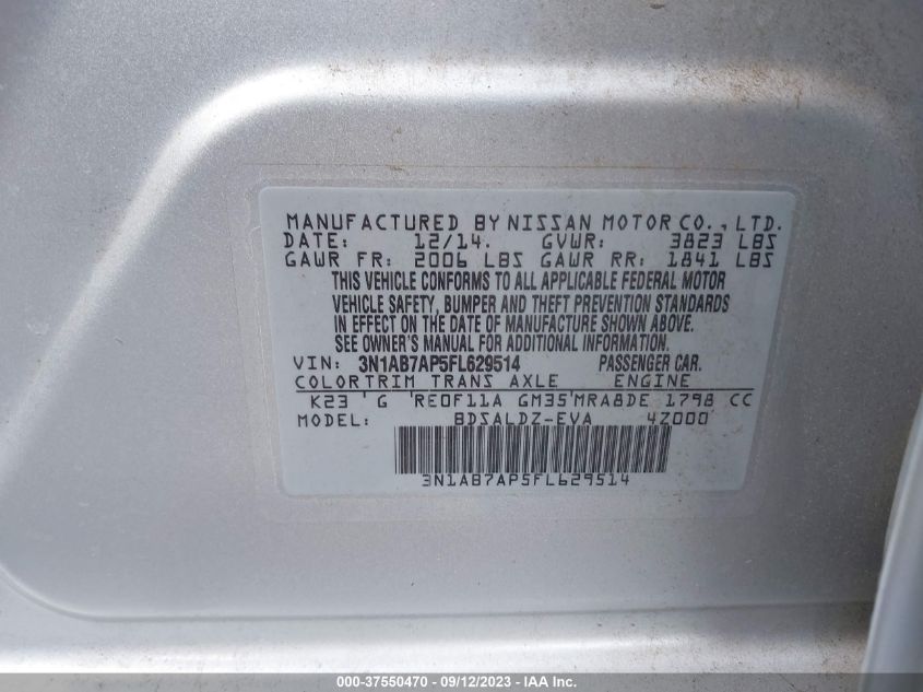 2015 NISSAN SENTRA SV - 3N1AB7AP5FL629514