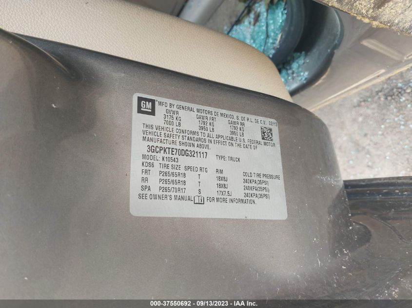 2013 CHEVROLET SILVERADO 1500 LTZ - 3GCPKTE70DG321117