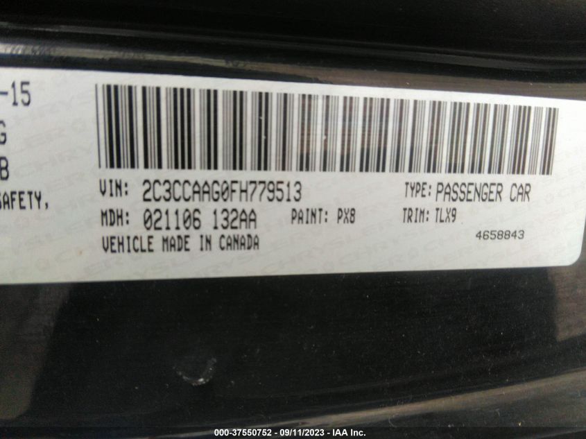 2015 CHRYSLER 300 LIMITED - 2C3CCAAG0FH779513