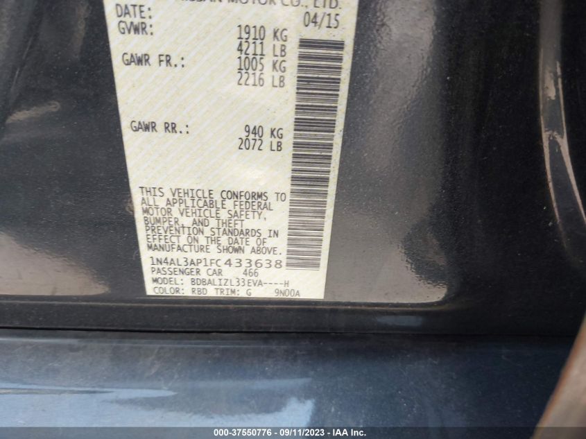 2015 NISSAN ALTIMA 2.5 SV - 1N4AL3AP1FC433638