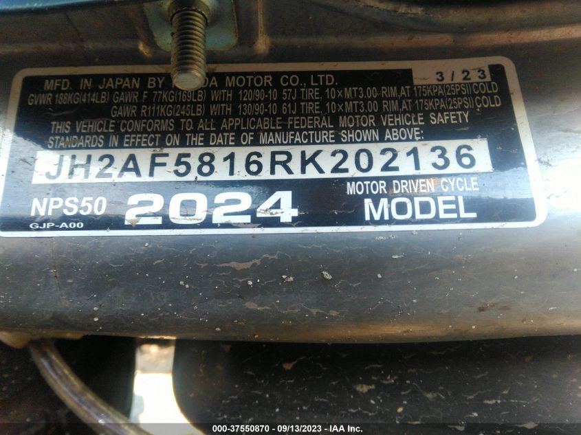 2024 HONDA NPS50 JH2AF5816RK202136