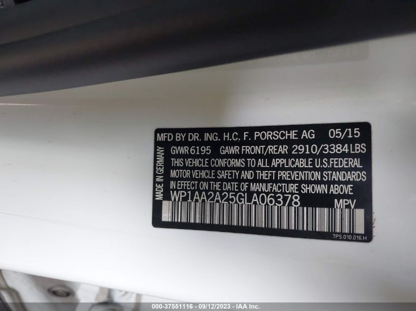 2016 PORSCHE CAYENNE - WP1AA2A25GLA06378