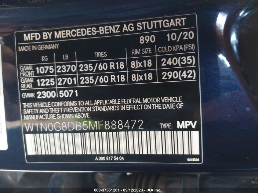 W1N0G8DB5MF888472 Mercedes-Benz GLC 300 9