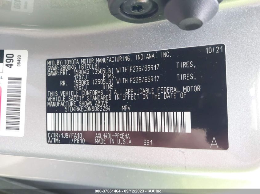 2022 TOYOTA SIENNA LE - 5TDKRKEC9NS082294