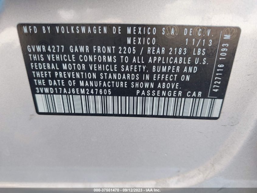 2014 VOLKSWAGEN JETTA SEDAN SE - 3VWD17AJ6EM247605