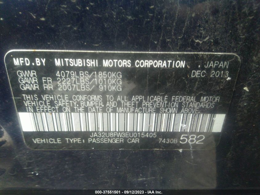 2014 MITSUBISHI LANCER GT - JA32U8FW3EU015405