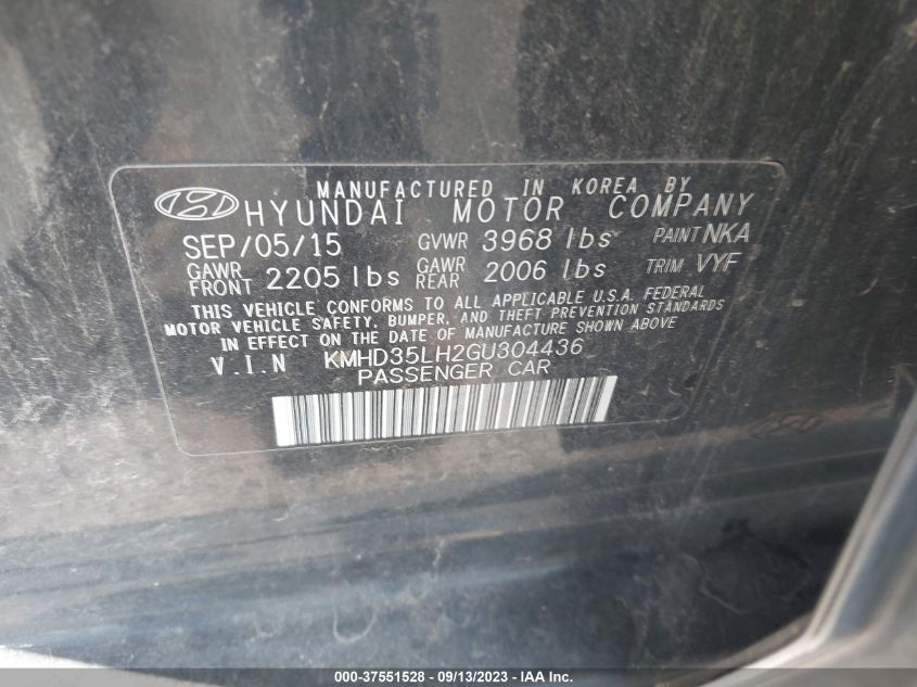 2016 HYUNDAI ELANTRA GT - KMHD35LH2GU304436