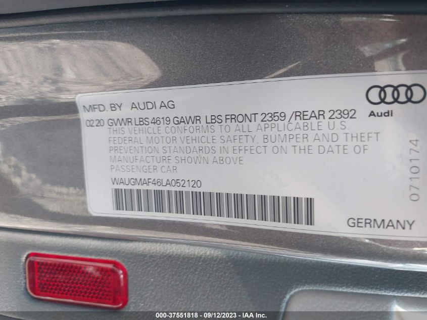 2020 AUDI A4 PREMIUM - WAUGMAF46LA052120