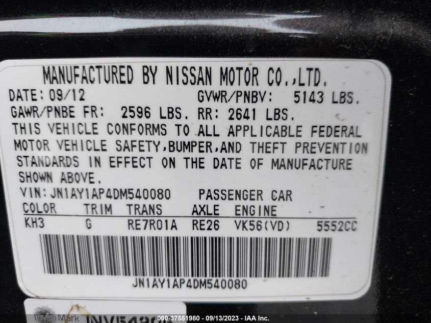 2013 INFINITI M56 - JN1AY1AP4DM540080