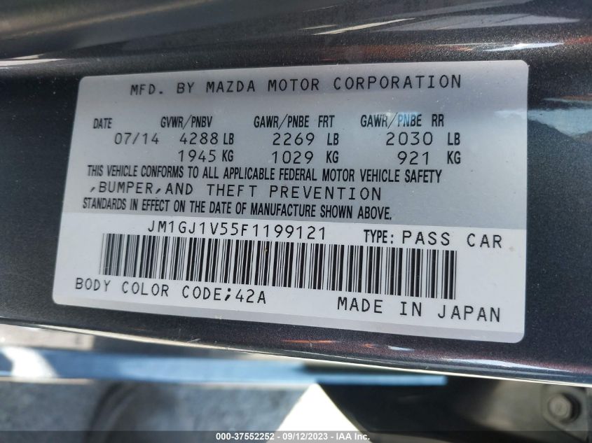 2015 MAZDA MAZDA6 I TOURING - JM1GJ1V55F1199121