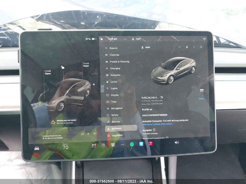 2019 TESLA MODEL 3 LONG RANGE/PERFORMANCE - 5YJ3E1EB3KF389526
