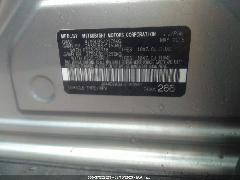 2018 MITSUBISHI OUTLANDER ES - JA4AD2A34JZ068581