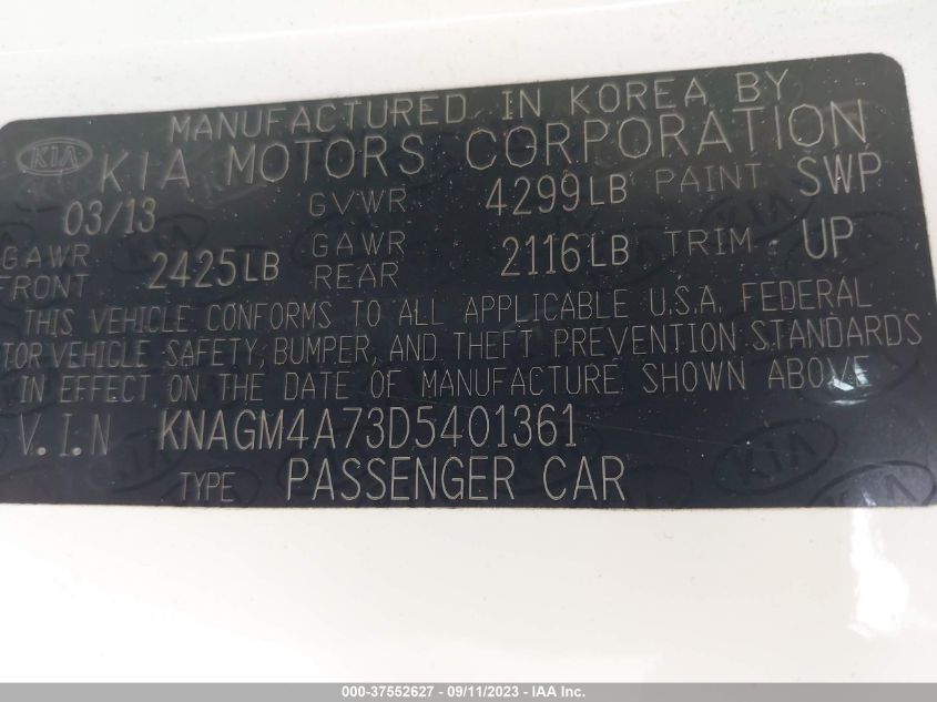 2013 KIA OPTIMA LX - KNAGM4A73D5401361