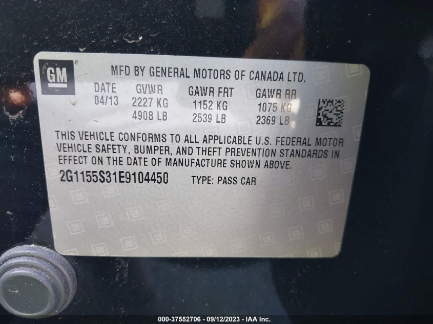 2014 CHEVROLET IMPALA LTZ - 2G1155S31E9104450