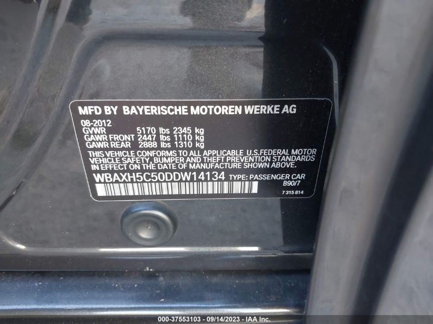 2013 BMW 5 SERIES 528I XDRIVE - WBAXH5C50DDW14134