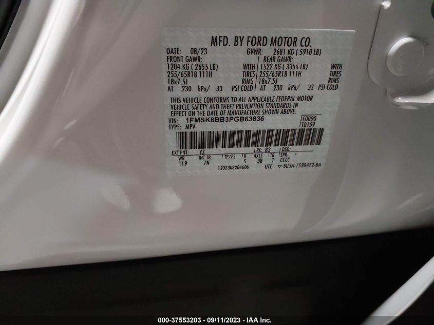 2023 FORD EXPLORER BASE - 1FMSK8BB3PGB63836