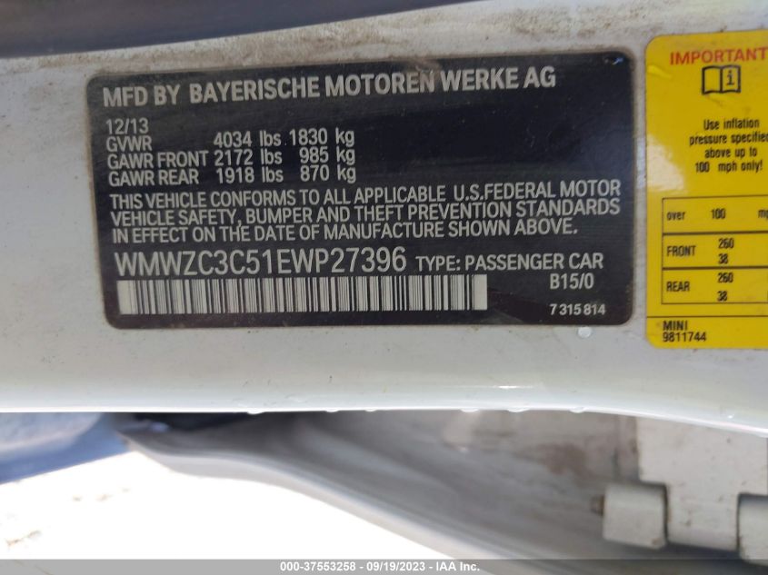 2014 MINI COUNTRYMAN COOPER S WMWZC3C51EWP27396