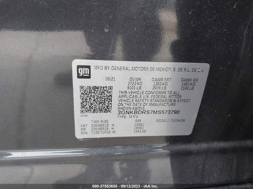 2021 CHEVROLET BLAZER LT - 3GNKBDRS7MS573790