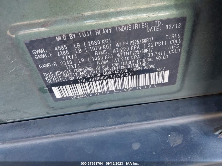 2013 SUBARU OUTBACK 2.5I LIMITED - 4S4BRBPC7D3293339