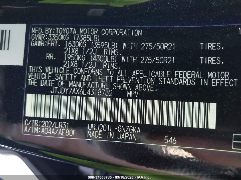 2020 LEXUS LX LX 570 - JTJDY7AX6L4318732