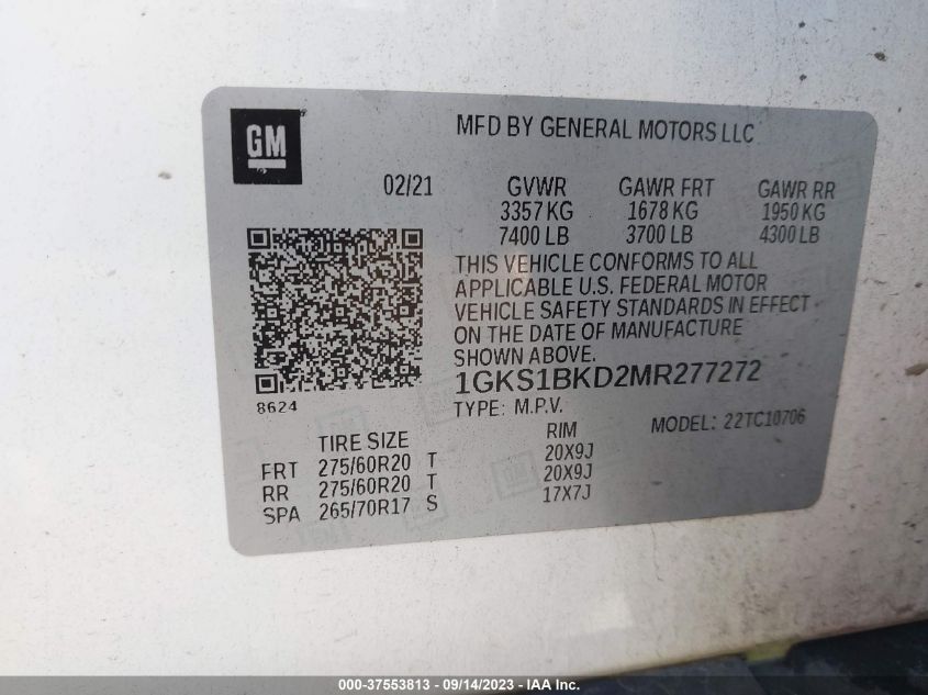 2021 GMC YUKON SLT - 1GKS1BKD2MR277272